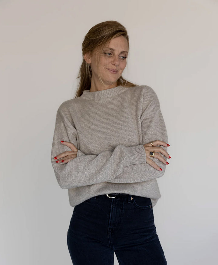 Strickpullover - Crewneck Sweater - Kaschmir/Seide - Greige