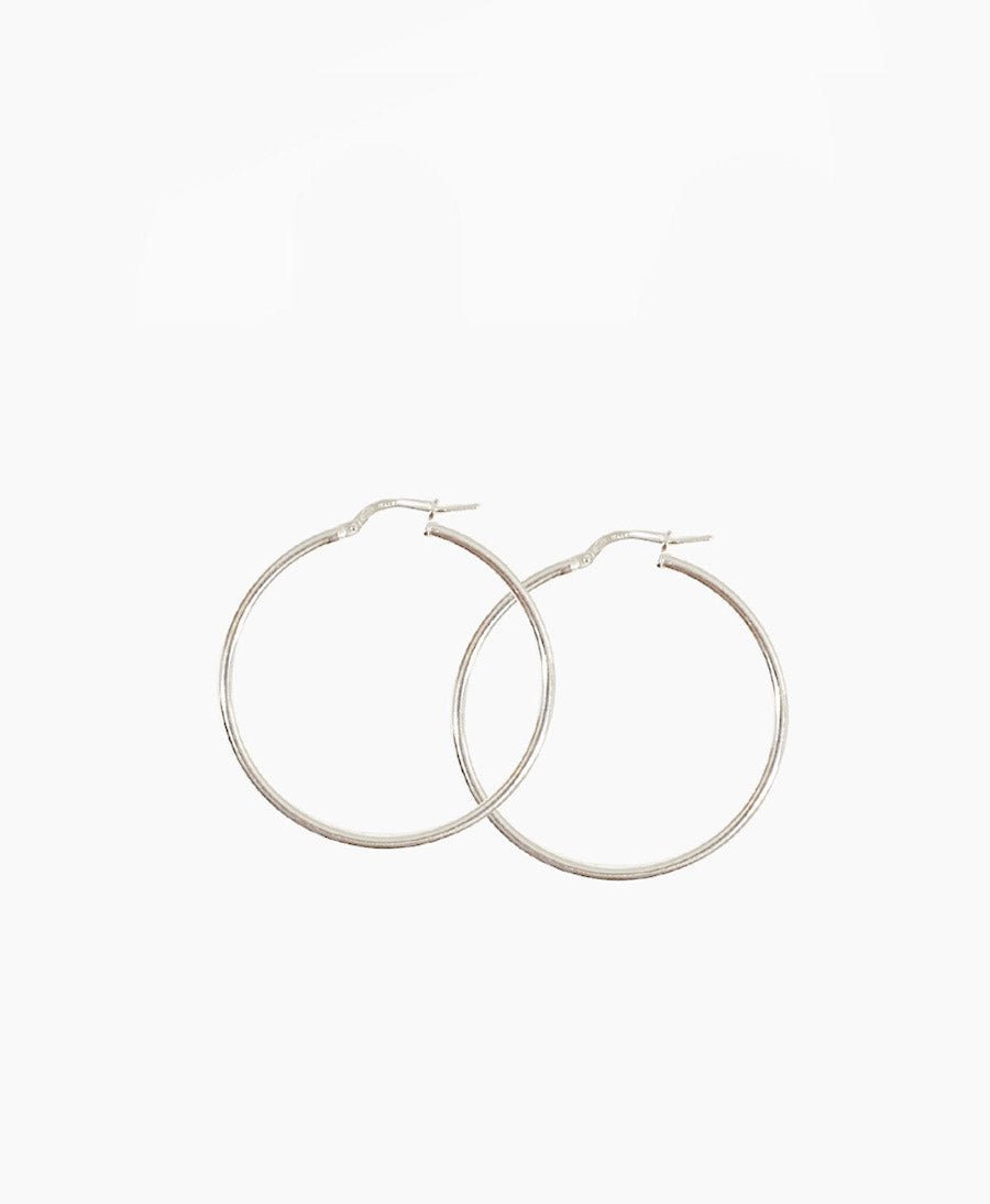Grosse dünne Creolen VIDA 40mm mit Klappverschluss - Sterling Silber - Clomes - clomes