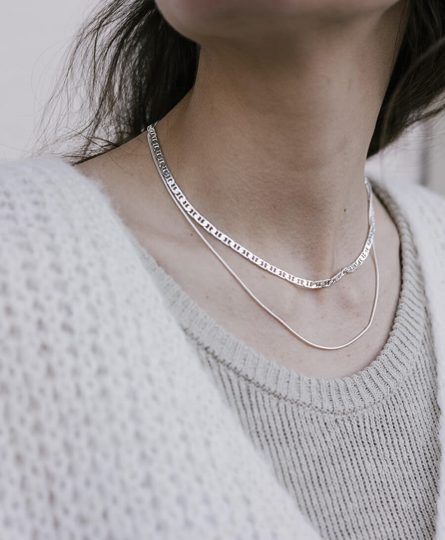 Halskette runde Schlangenkette 45cm - Sterling Silber - Clomes - clomes