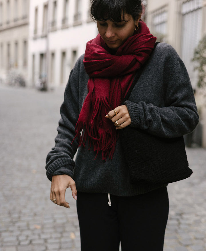 Gewebte Ledertasche "SERENA" Suede - Schwarz