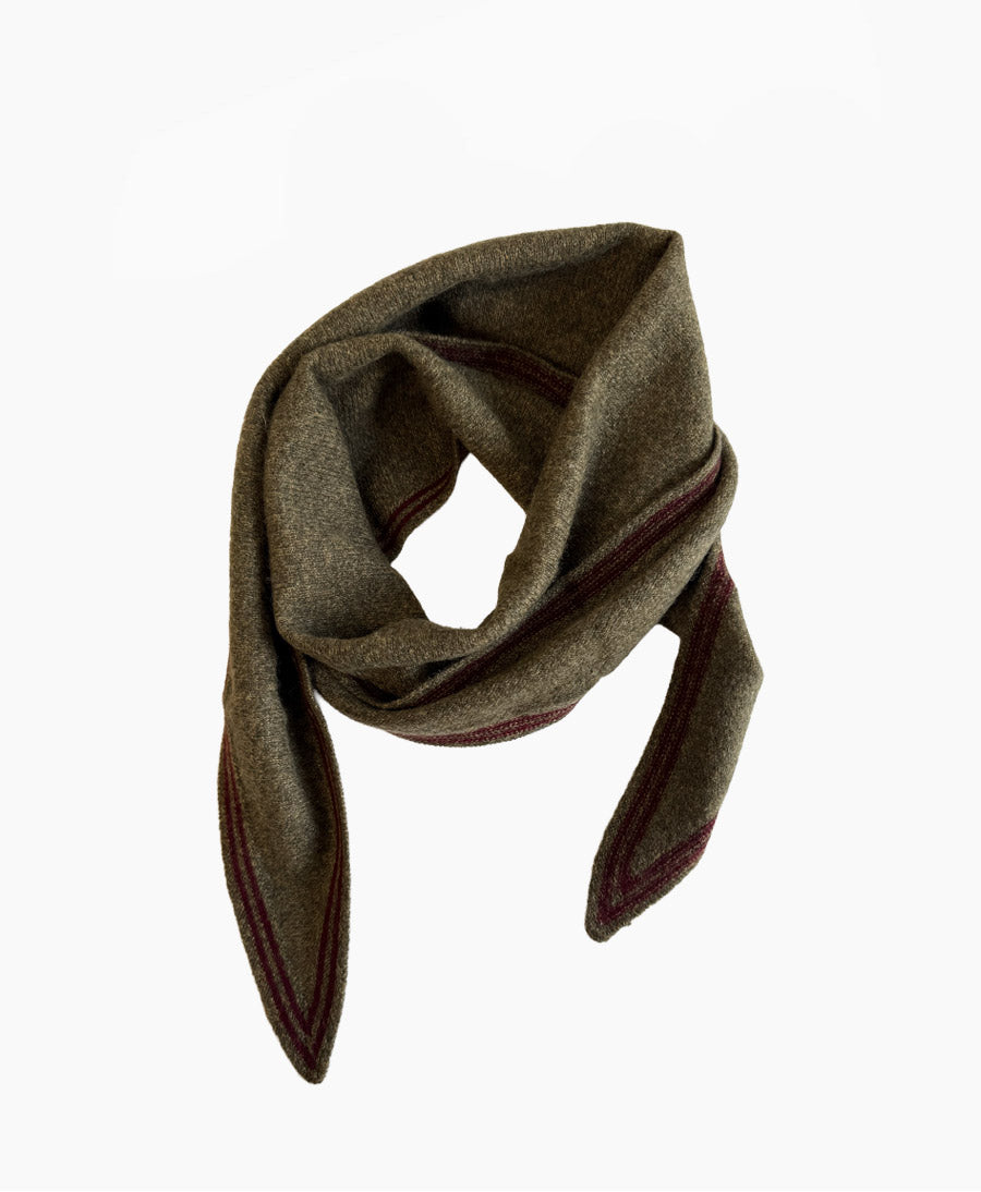 Kleiner Gestrickter Schal / Foulard aus Kaschmir - Grün / Rot