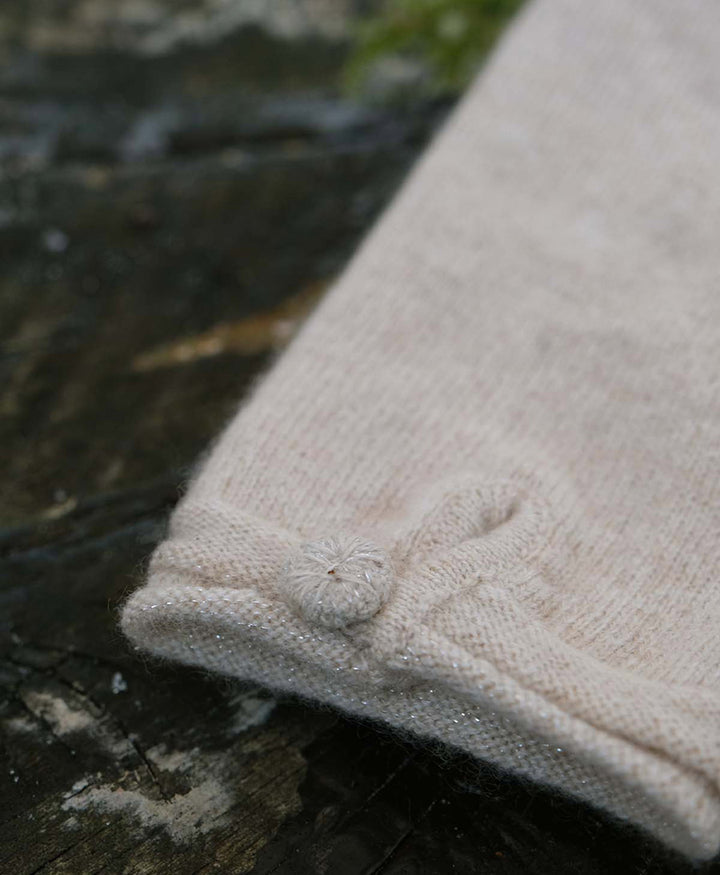 Handschuhe aus Kaschmir mit Knopf - Creme