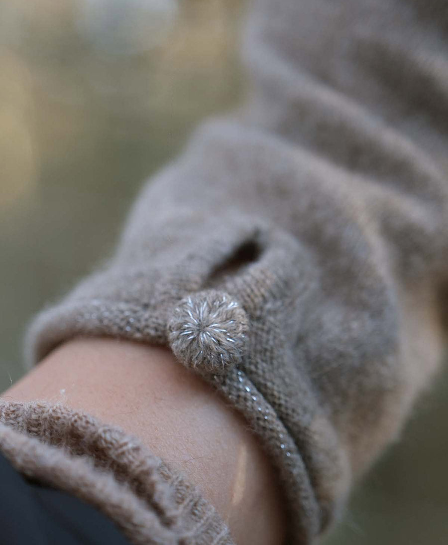Handschuhe aus Kaschmir mit Knopf - Taupe