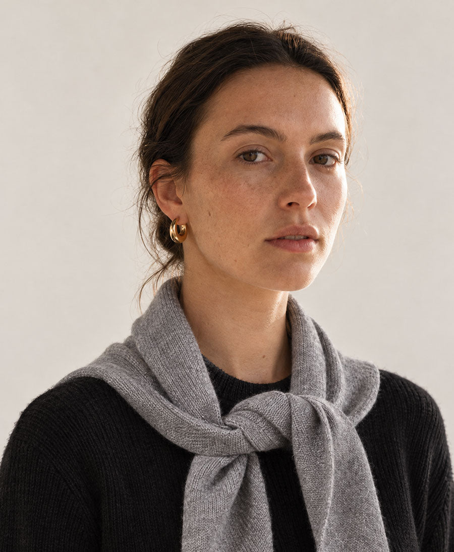 Triangel-Strickschal / Bandana aus Kaschmir - Grau