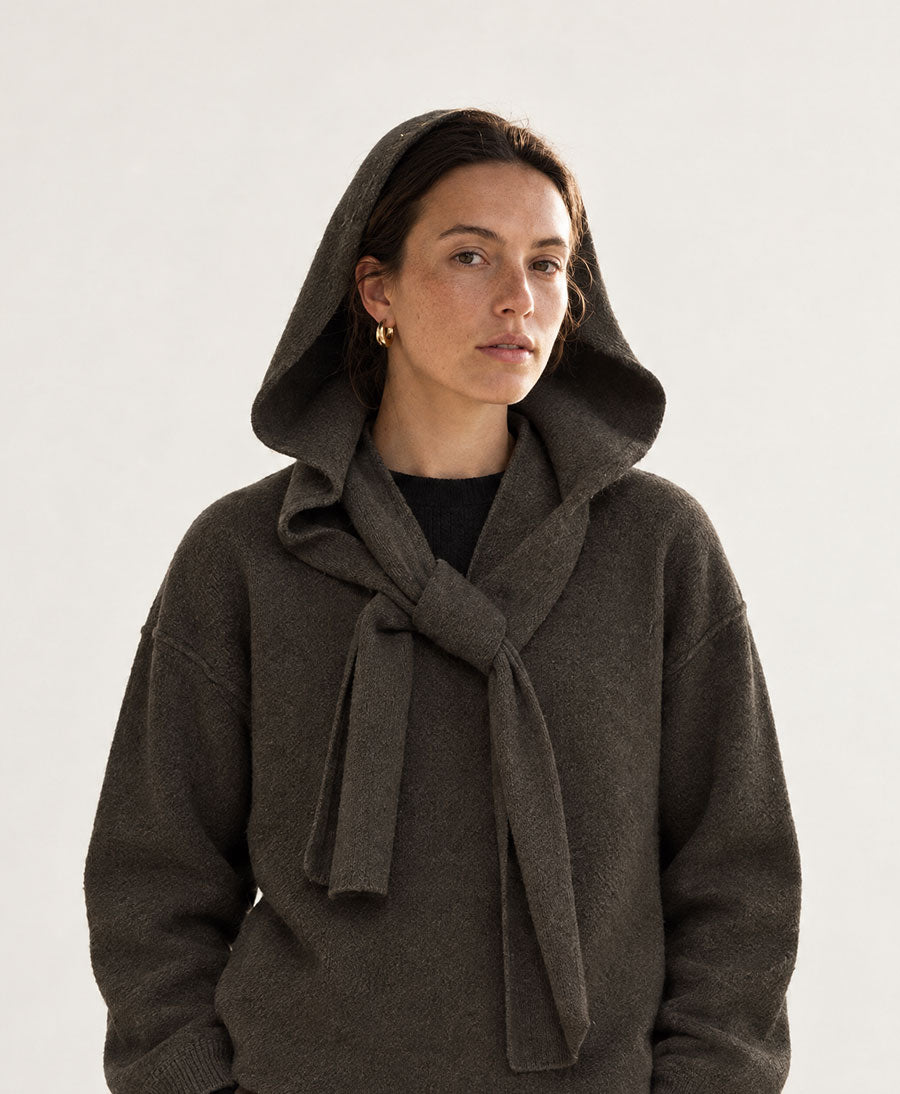 Schal mit Kapuze "Hooded Scarf" - Olivbraun