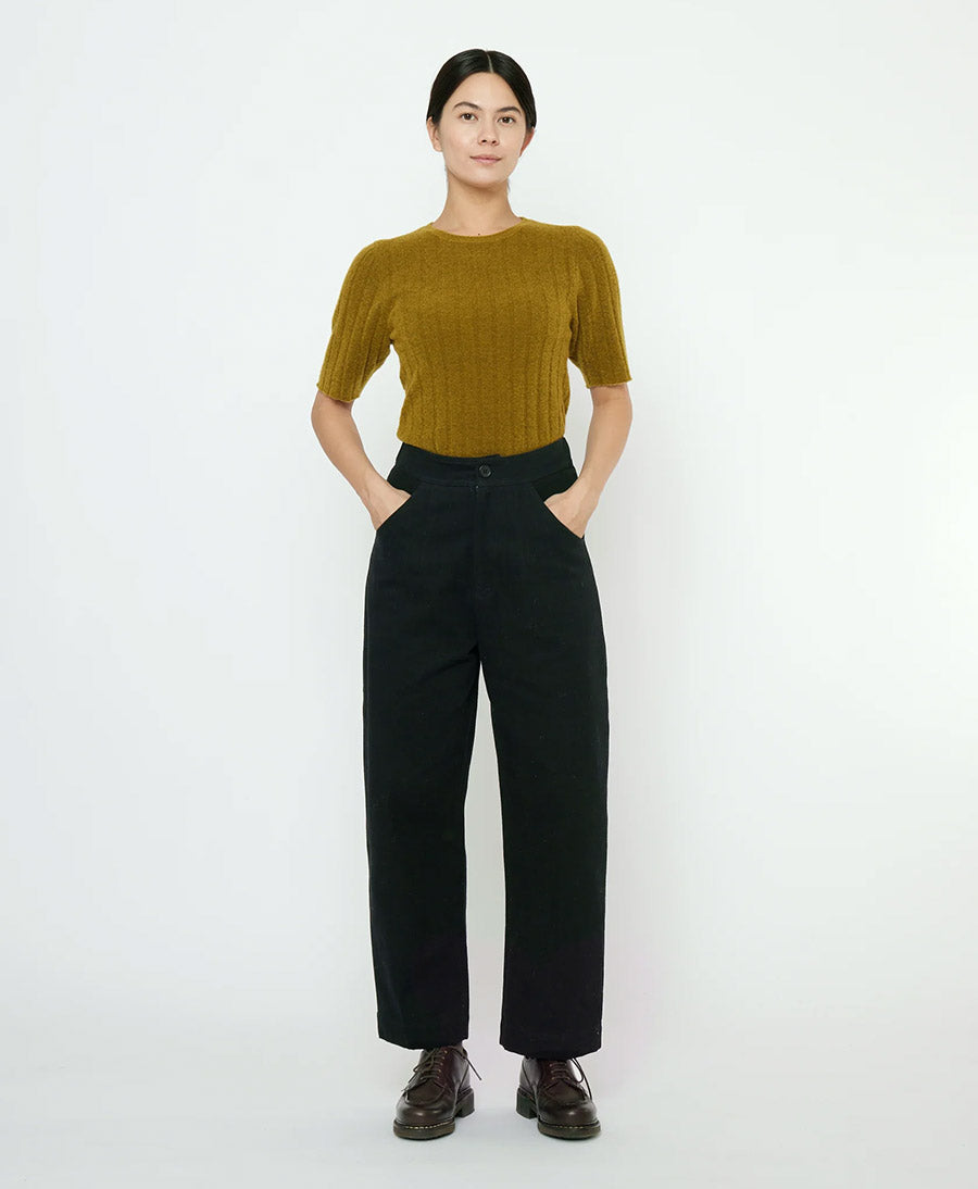Stoffhose aus Baumwolle - Signature Curve Legged Trouser - Schwarz