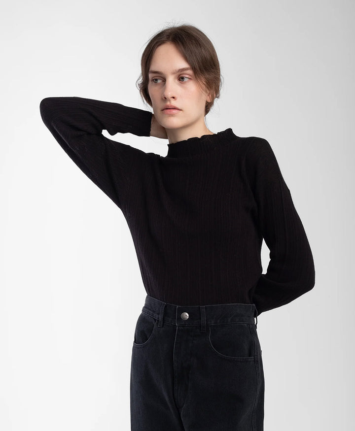 Schwarzer Strickpullover - Black Isla Rib Top