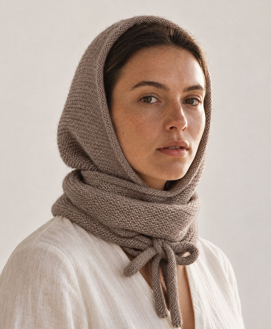 Kapuzenschal Eden aus Kaschmir - Taupe