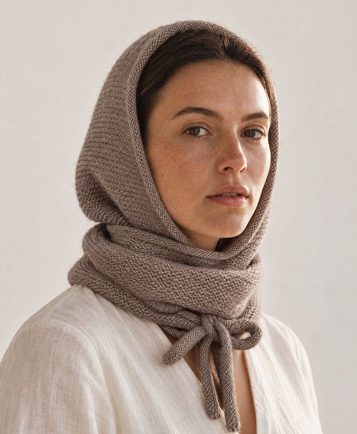 Kapuzenschal Eden aus Kaschmir - Taupe