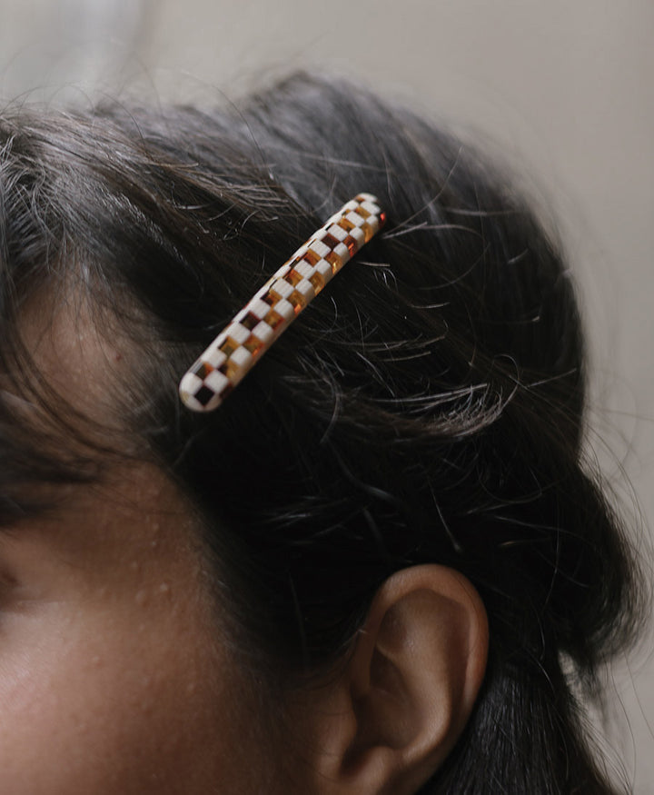 Haarclip MARINA aus Acetat - Karo
