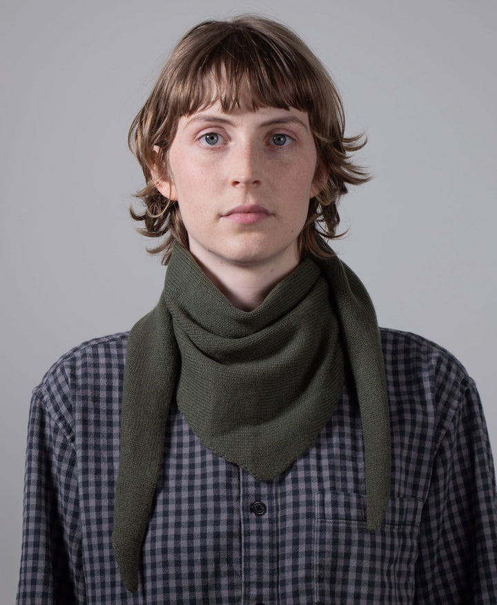 Triangel-Strickschal / Bandana aus Kaschmir - Dunkelgrün