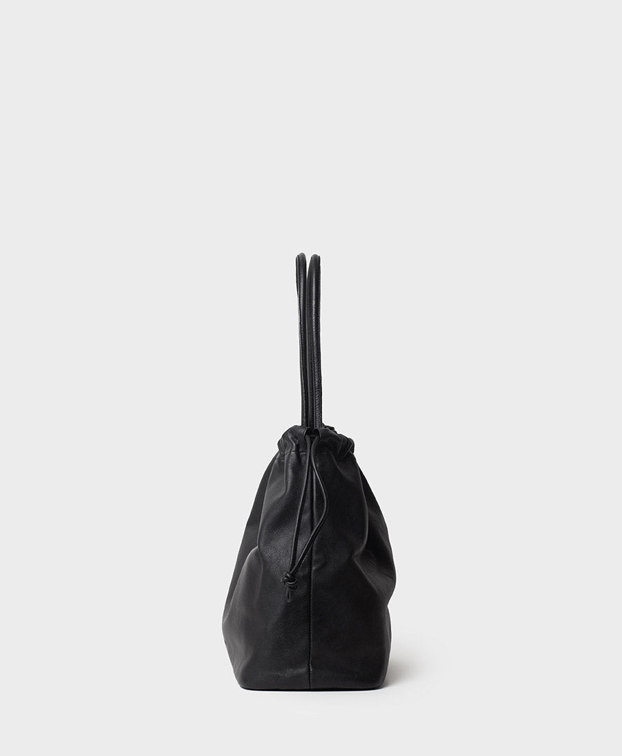 Grosse Knot Bag aus weichem Leder - Schwarz