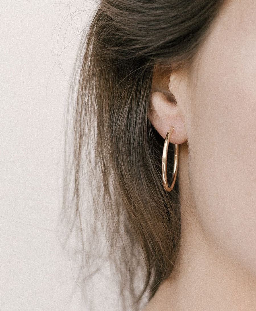 Klassische dünne Creolen VIDA 30mm mit Klappverschluss - Vermeil - Clomes - clomes