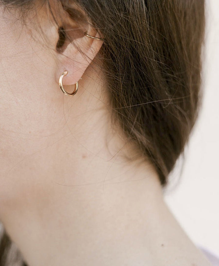Klassische kleine Creolen VIDA 14mm mit Klappverschluss - Vermeil - Clomes - clomes