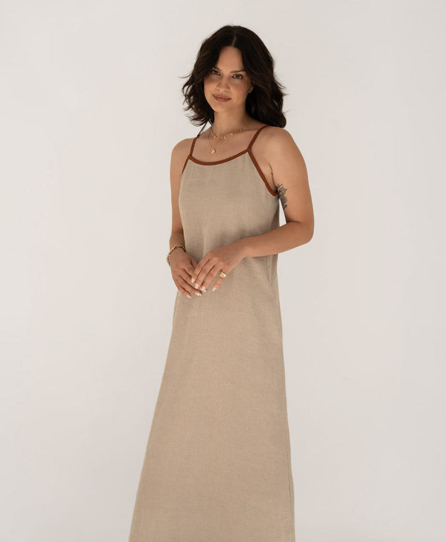 Kleid Eline aus Leinen - Natur