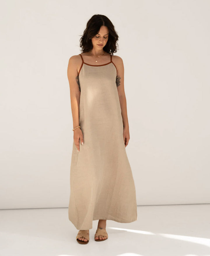 Kleid Eline aus Leinen - Natur