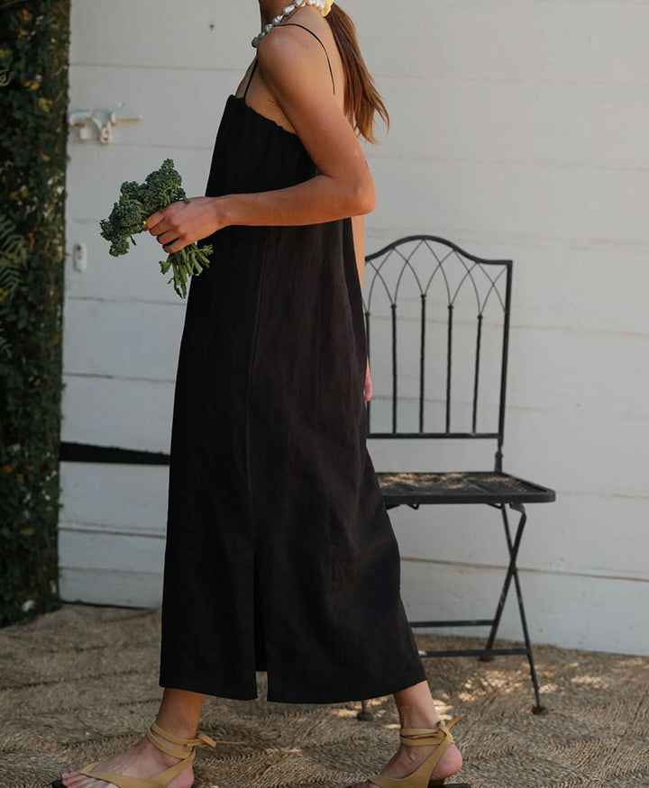Kleid "The Linen Spaghetti Dress" - Schwarz - DONNI. - clomes