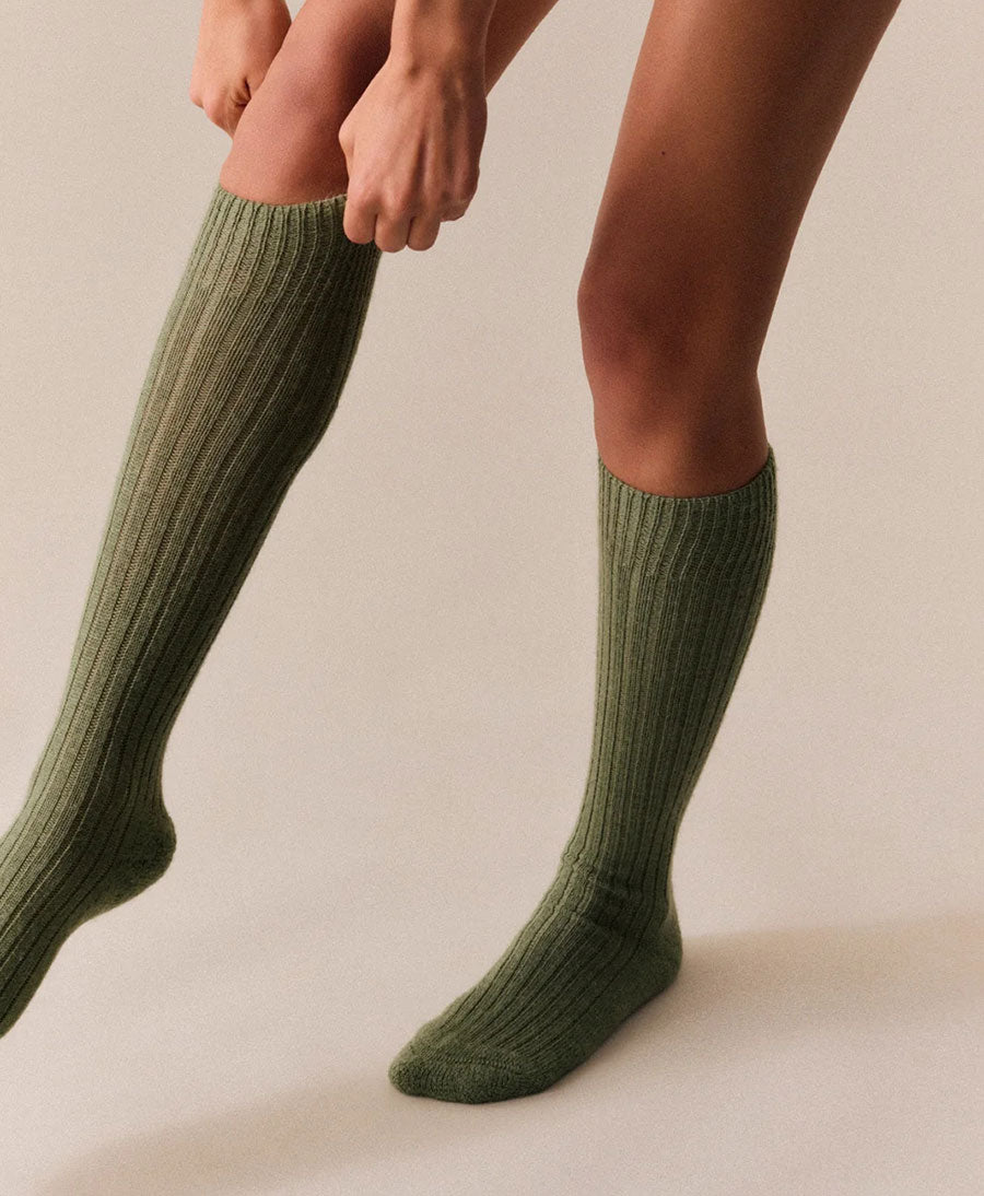 Kniesocken / Kniestrümpfe - Olivgrün