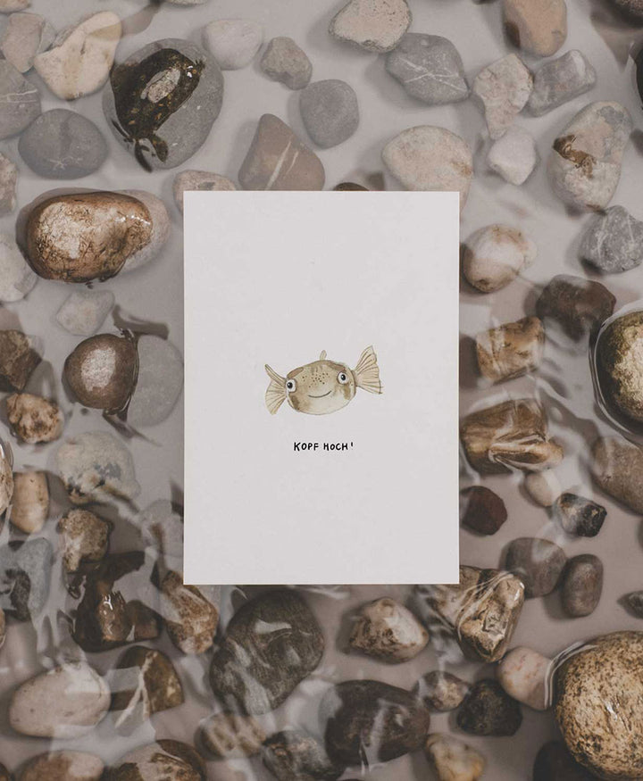 Postkarte "Kopf hoch! Kugelfisch"