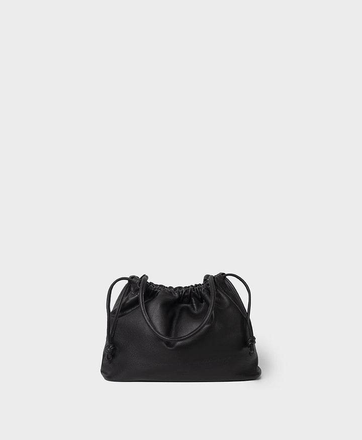 Mittelgrosse Knot Bag aus weichem Leder - Schwarz