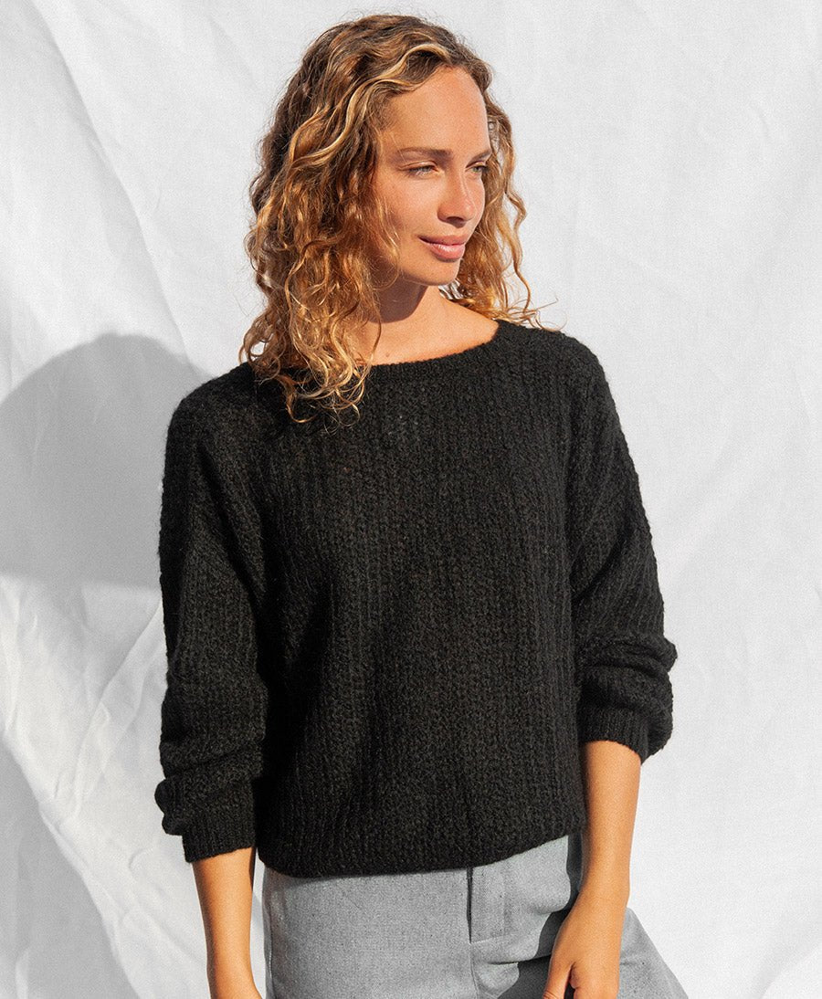 Leichter Strick - Wickelcardigan VEGA - Schwarz - JUNGLE FOLK - clomes