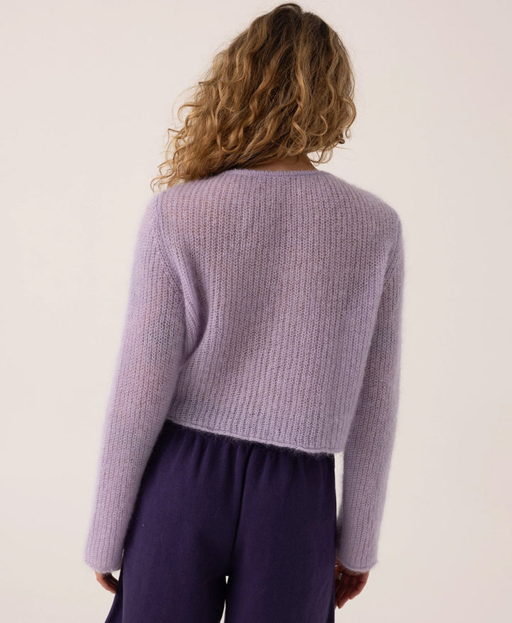 Kurzer Cardigan aus leichtem Strick - Lila