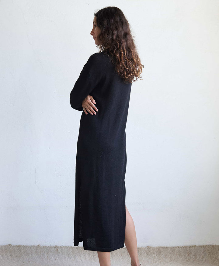 Langes Strickkleid LOVIS - Schwarz