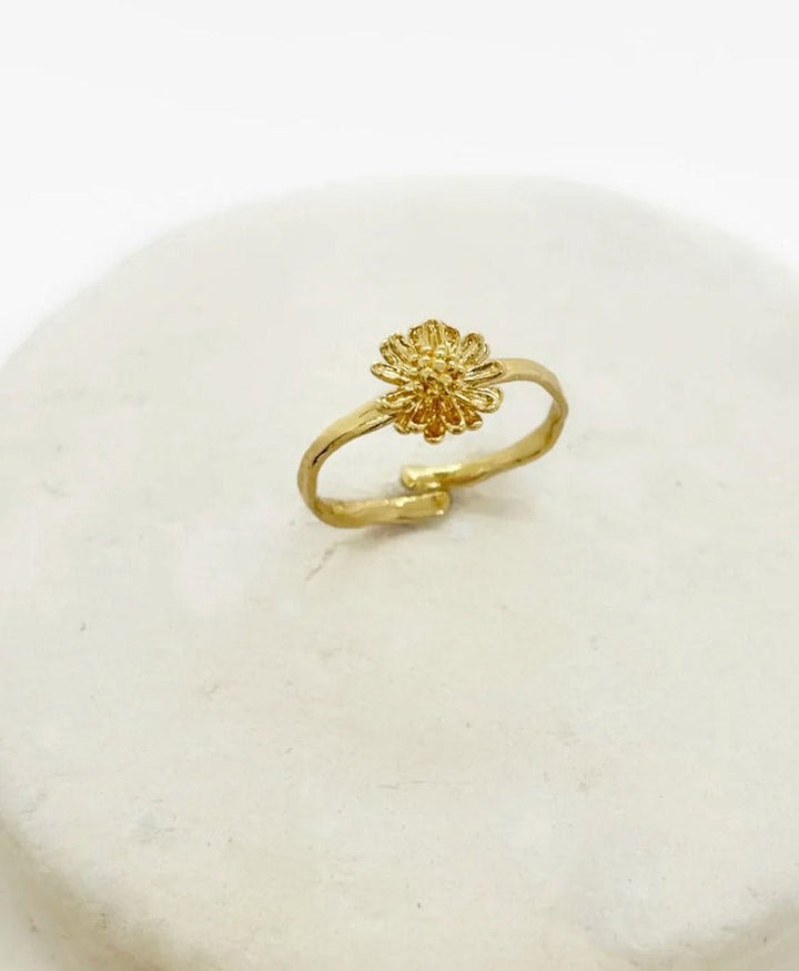 Marguerite Solitaire Ring vergoldet - verstellbar - Elise Tsikis - clomes