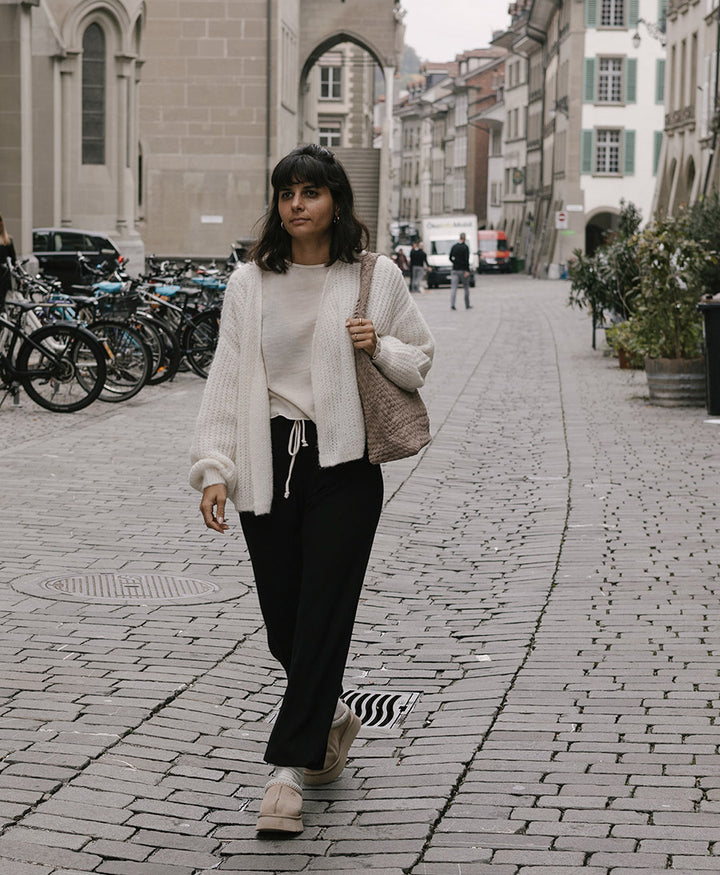 Leichter Strick-Wickelcardigan VEGA - Ivory