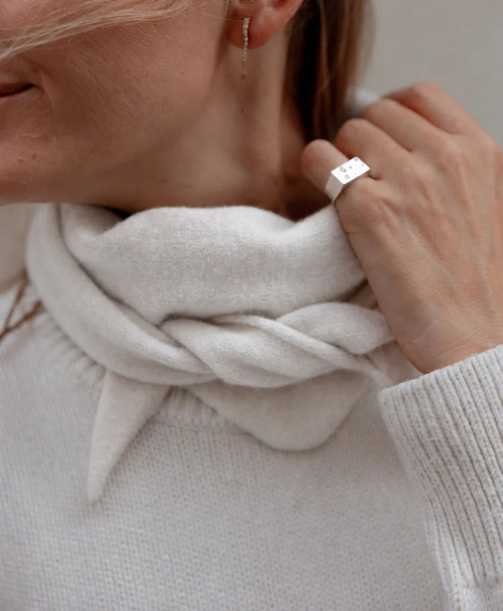 Triangel Strick-Bandana - Merino - Weiss