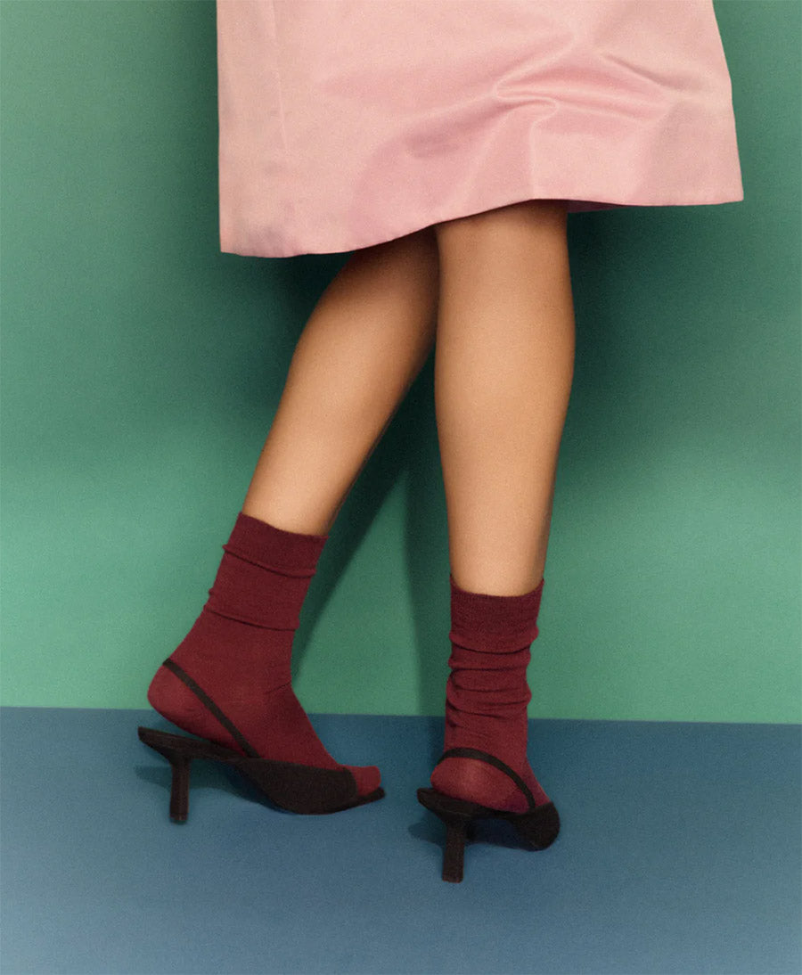 Merino Socken - Burgunderrot