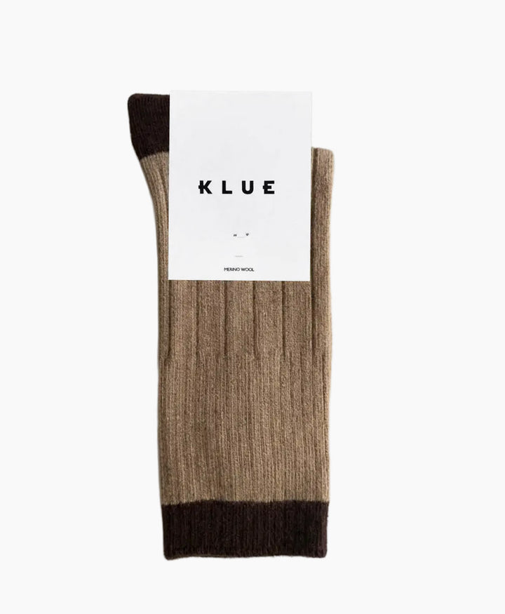 Socken Merinowolle mit Streifen - Braun / Dunkelbraun