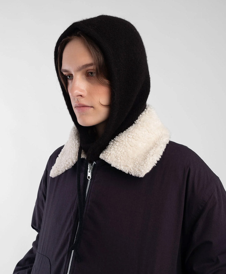 Schwarze Strickkapuze - Black Knit Hood