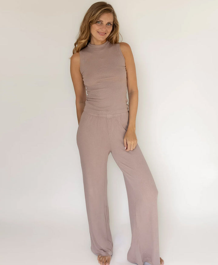 Stoffhose RIB PANTS - Taupe