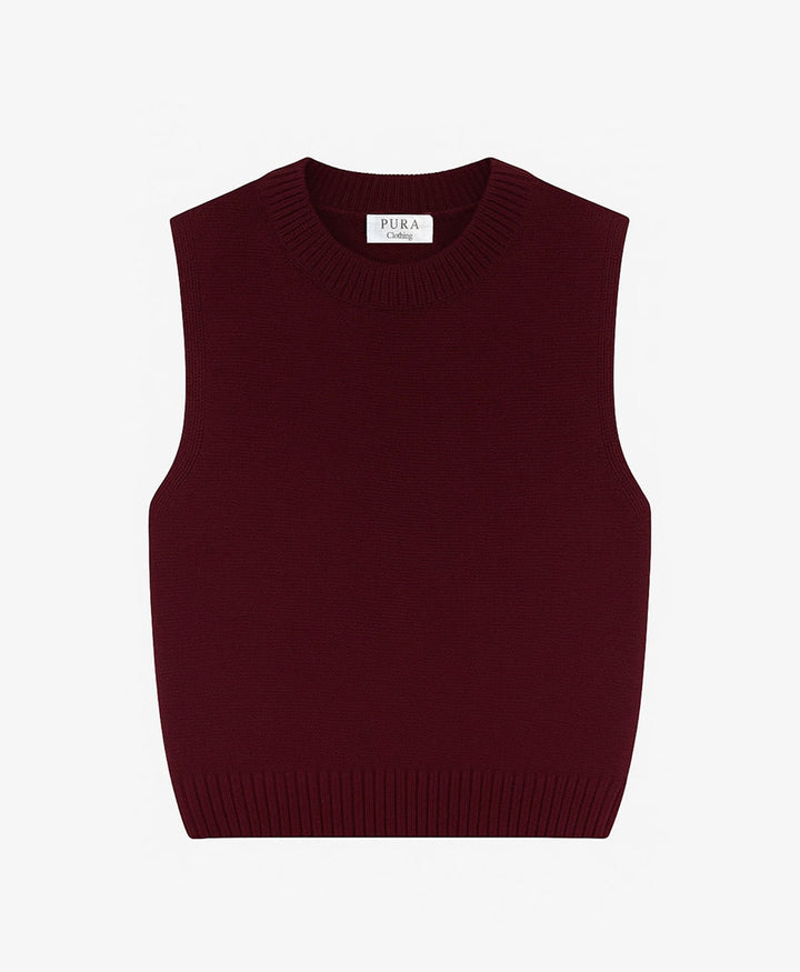 Stricktop - Mock Neck Tank - Kaschmir/Seide - Burgundy