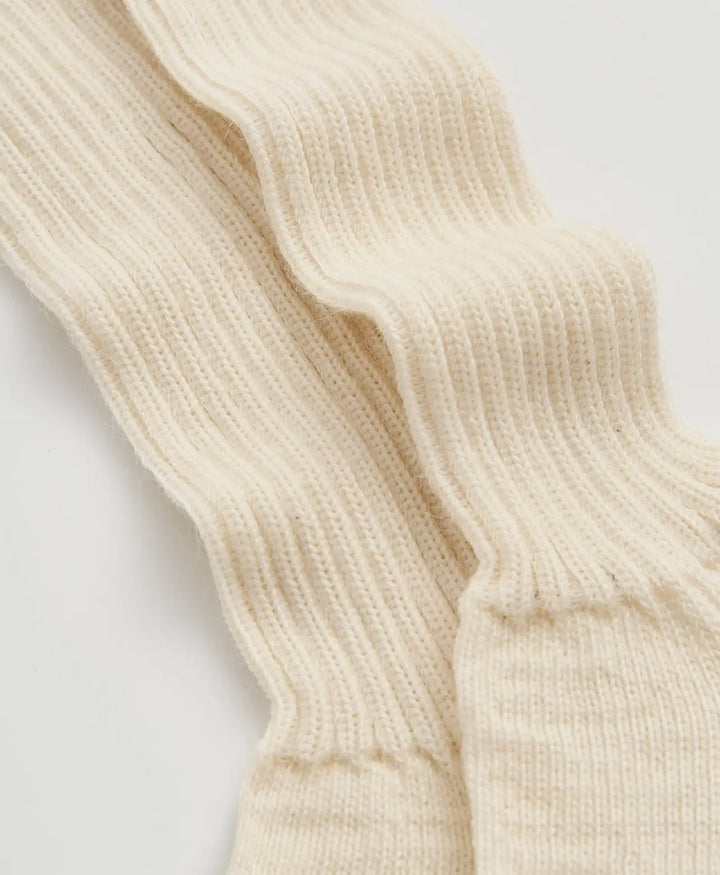 Mohair Socken - Gerippt - Creme