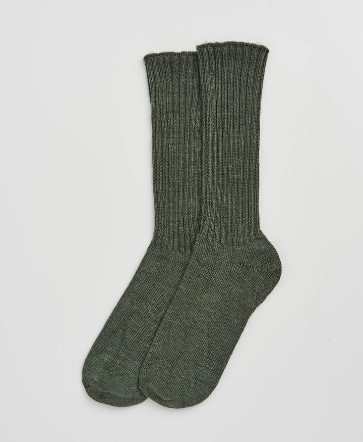 Mohair Socken - Gerippt - Dunkelgrün