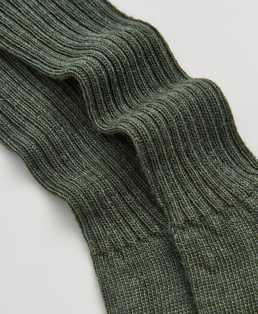 Mohair Socken - Gerippt - Dunkelgrün