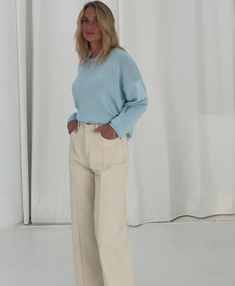 Strickpullover Sofie aus Baumwolle - Hellblau