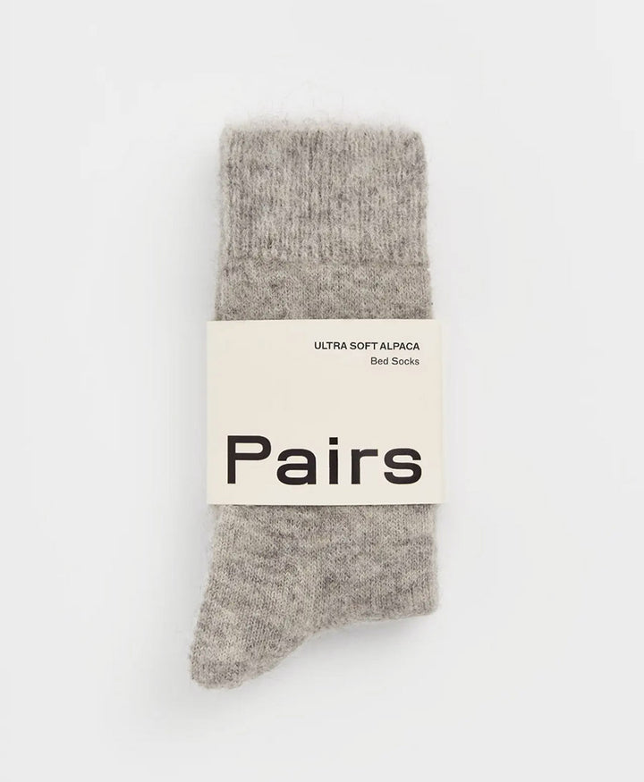 Weiche Alpaka Socken - Plain - Grau meliert