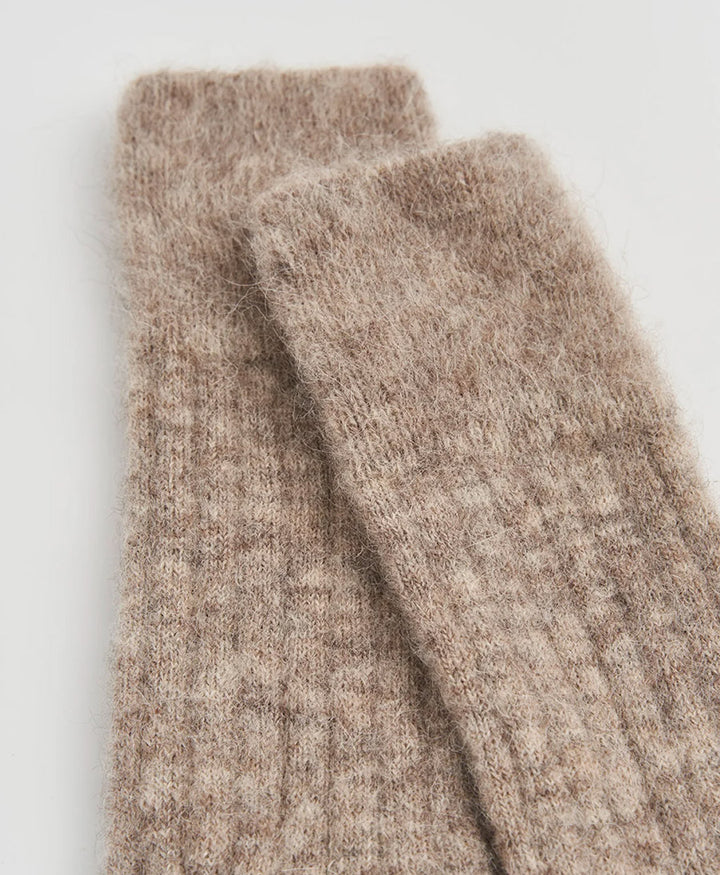 Weiche Alpaka Socken - Gerippt - Greige