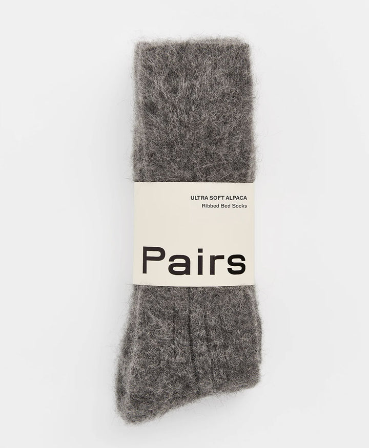 Weiche Alpaka Socken - Gerippt - Rauchgrau