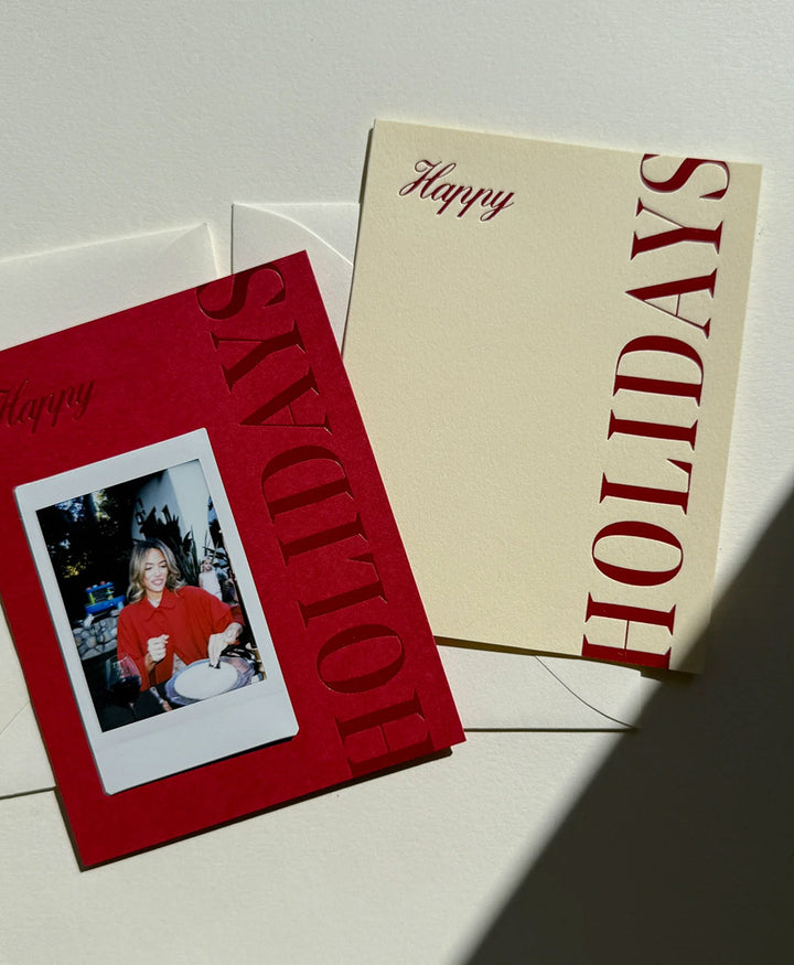 Geprägte Karte mit Couvert "HAPPY HOLIDAYS" - Rot