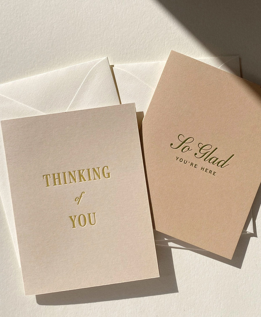Geprägte Karte mit Couvert "SO GLAD YOU&