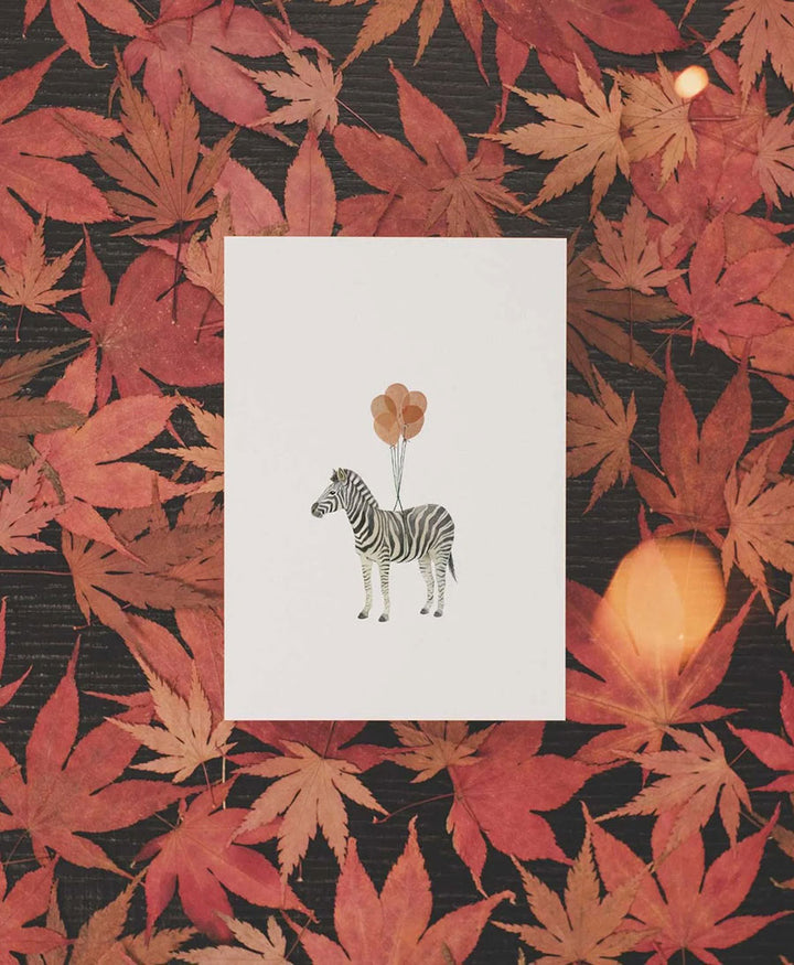 Postkarte "Zebra mit Luftballons"