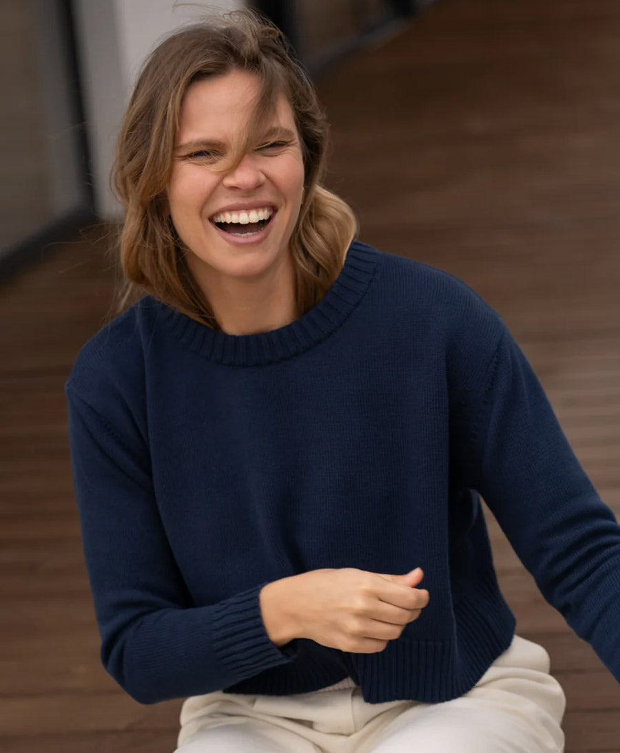 Strickpullover Claudia aus Baumwolle - Navy