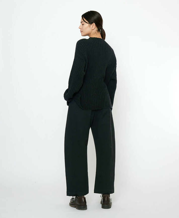 Strickpullover Oversized Ribbed Mockneck - Schwarz