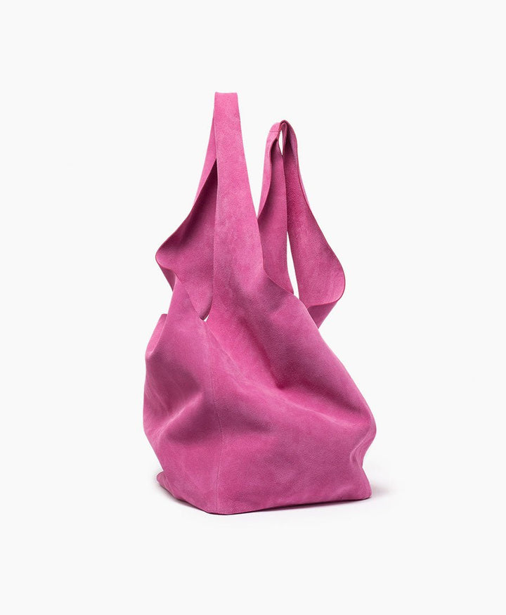 Quadratische Ledertasche Slouchy Bag - Pink - PARK - clomes