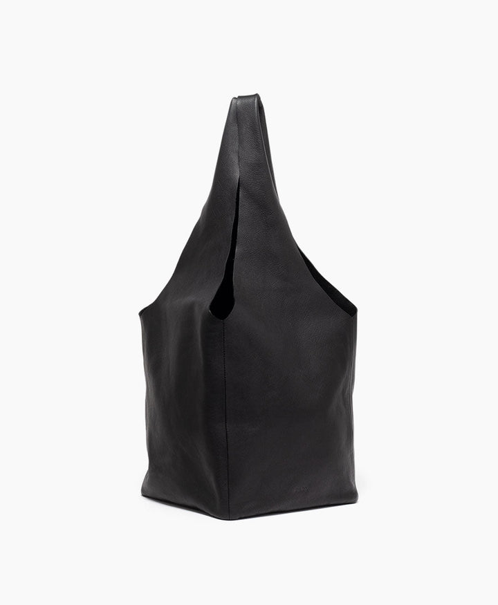 Quadratische Ledertasche Slouchy Bag - Schwarz - PARK - clomes