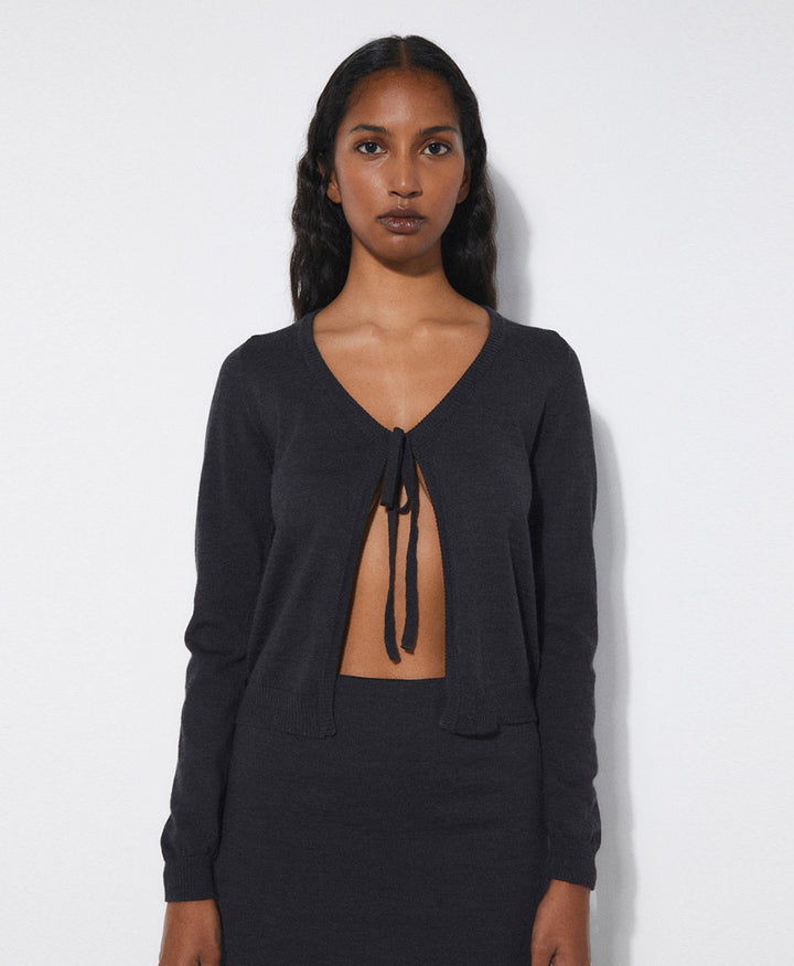 Stricktop / Strickjacke JULIE - Dunkelgrau meliert
